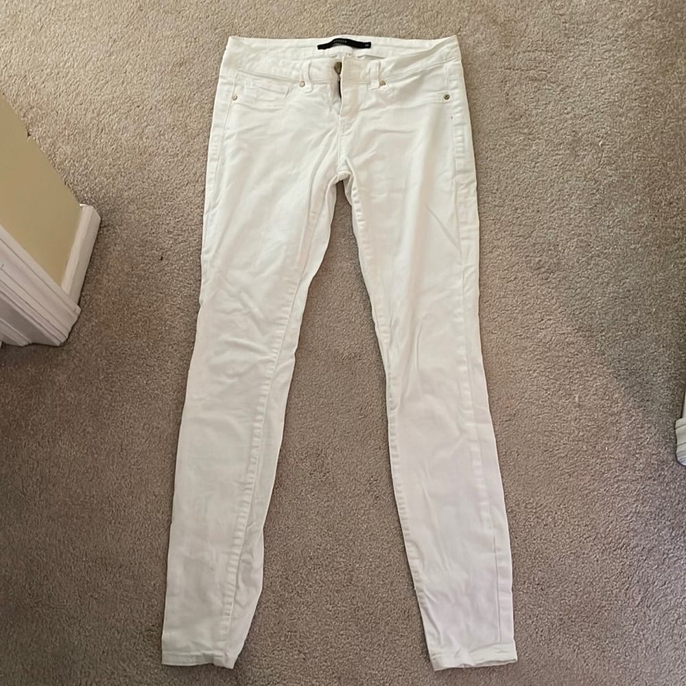 Harper Mid Rise White Skinny Jeans